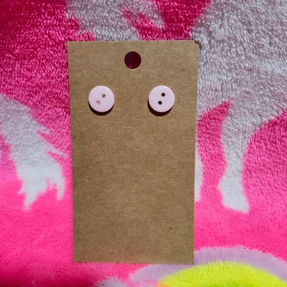 Small Pink Button Stud Earrings - Picture 1 of 2
